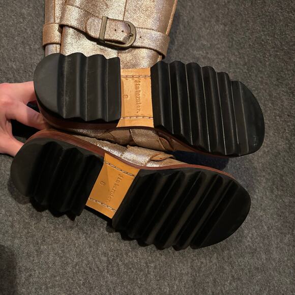 Jim Barnier Free People hand crafted metallic lug sole Engineer boots - Picture 5 of 7